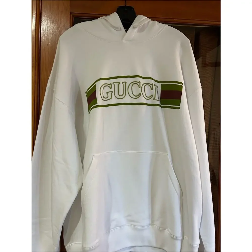 Men's Gucci cotton iconic embroidered web stripe logo hoodie size XXXL